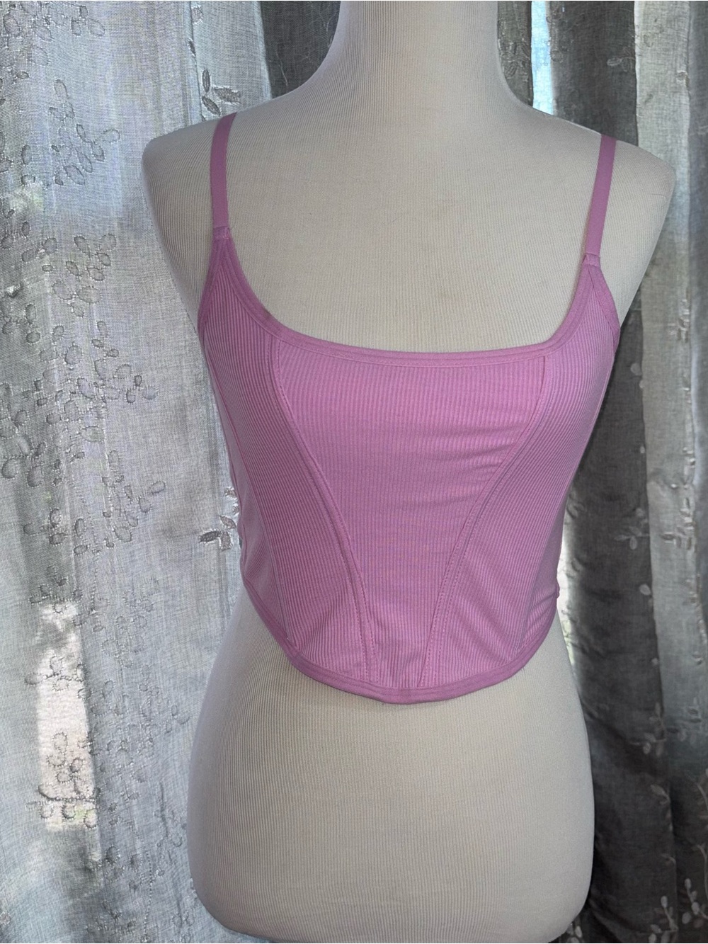 Colsie Pink Ribbed Corset Cami